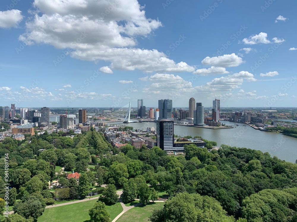 Rotterdam city and New Meuse river skyline. The Netherlands Rotterdam city and New Meuse river skyline. The Netherlands