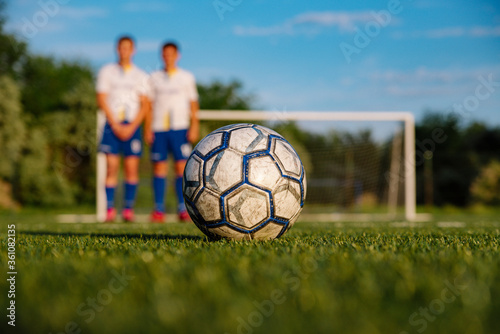 Slika na platnu Soccer player kicks the ball.Soccer player takes the free-kick.