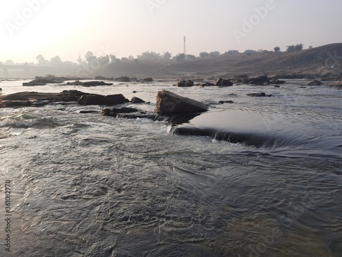 Barakar river karamdaha Ghat, border of Dhanbad Jamtara.This photo is of a cold morning. It is the second largest river and cleanest in Jharkhand India. Its length is 225 km (140 mil).Beautiful Scene. photo