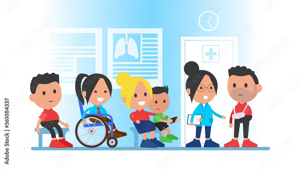 People sitting in chairs and waiting for doctor's appointment time at hospital. People sitting in chairs and waiting for doctor's appointment time at hospital.