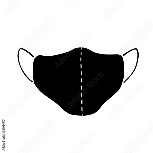 Medical mask icon. A means of protection against viruses and diseases. Front view. Face template. Simple Outline drawing. Vector EPS10 illustration