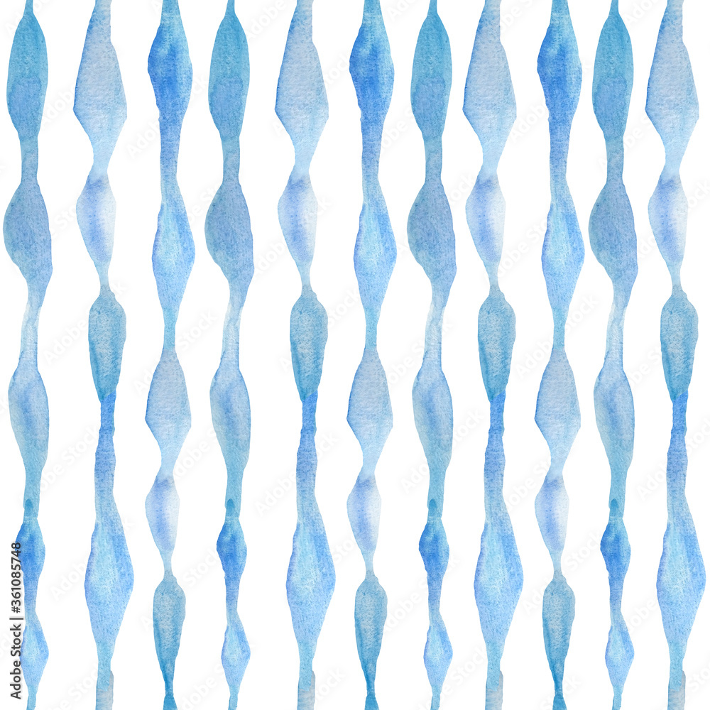 seamless watercolor hand drawn trendy pattern with modern contemporary geometric shapes lines. Vertical horizontal stripes minimalism. Electric blue Turquoise navy colors. Loose elements, sea holdilay