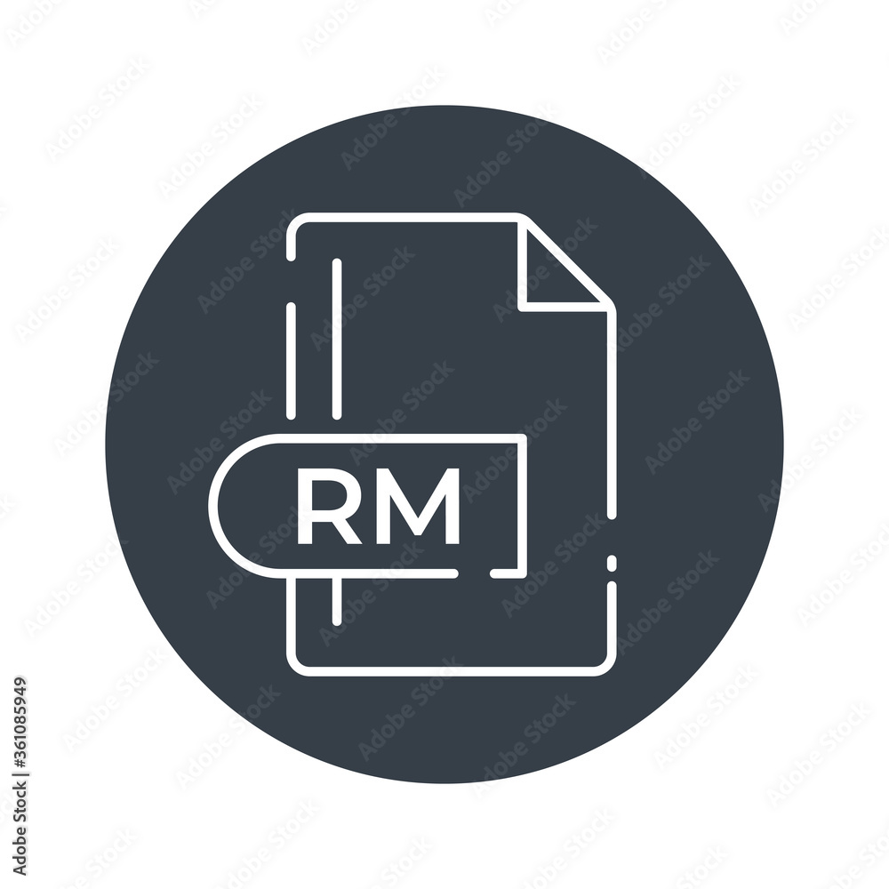 RM File Format Icon. RM extension filled icon.