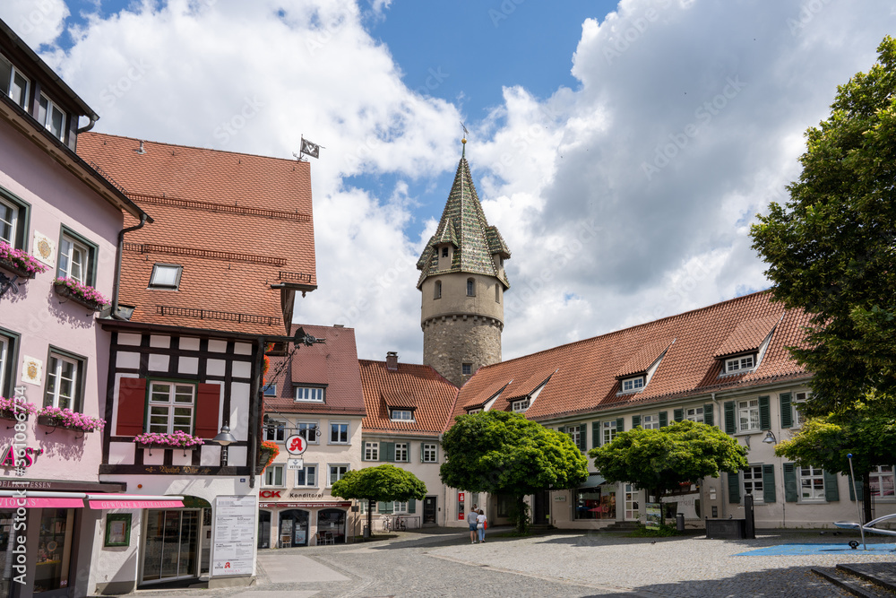 historic old town Ravensburg with the 15th century Grunturm Tower