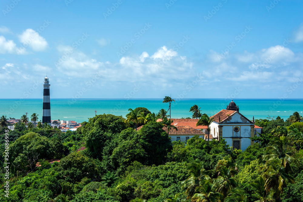 view over the city of Olinda, with both the Atlantic ocean and the capital city of Pernambuco, Recife, to see