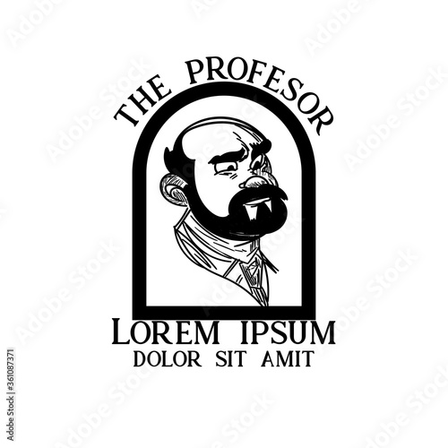 man character illustration logo icon vector. the profesor illustration logo.