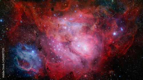 Fototapeta Naklejka Na Ścianę i Meble -  Red nebula in space. Elements of this image furnished by NASA
