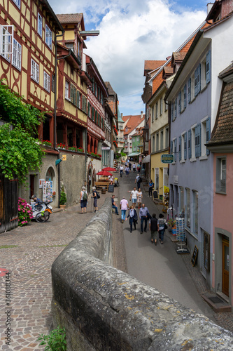 view of the historic Steigstrasse Street in the old town of Meersburg in southern Germany