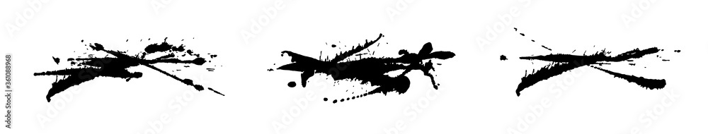 Set of ink blots in black and white. Grunge design elements. Vector isolated grunge black paint splash. Set of ink blots in black and white. Grunge design elements. Vector isolated grunge black paint splash.