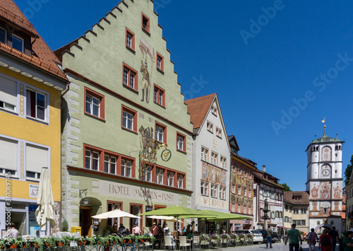 view of the historic old town of Wangen in the Allgau with ist many landmarks and buildings