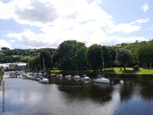 Peaceful river wit boats in Southern England