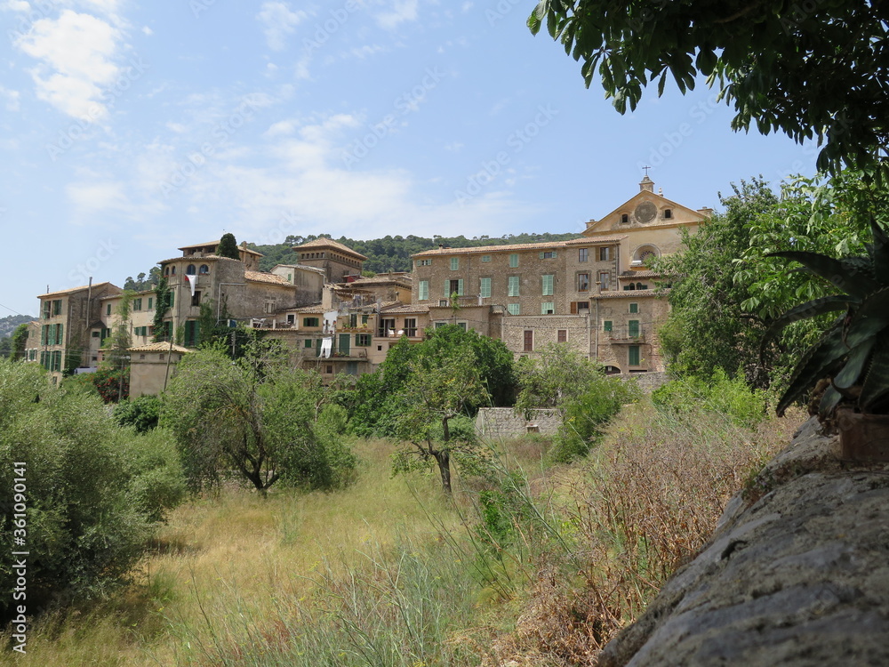 houses in Valldemossa, Tramuntana Mountains, Mallorca, Spain, in the month of June