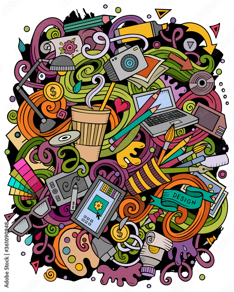 Fototapeta premium Cartoon vector doodles Art and Design illustration