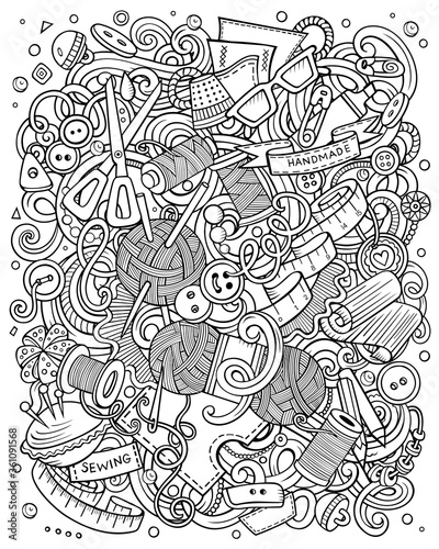 Hand Made hand drawn vector doodles illustration. Handmade poster design.