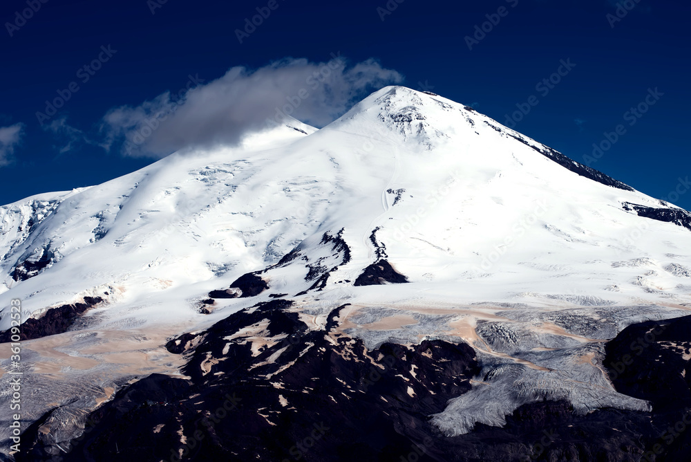 A landscape of caucasus mountains glacier, elbrus region nature