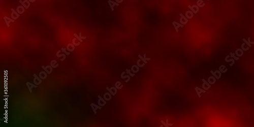 Dark Green, Red vector pattern with clouds. Illustration in abstract style with gradient clouds. Pattern for your commercials.