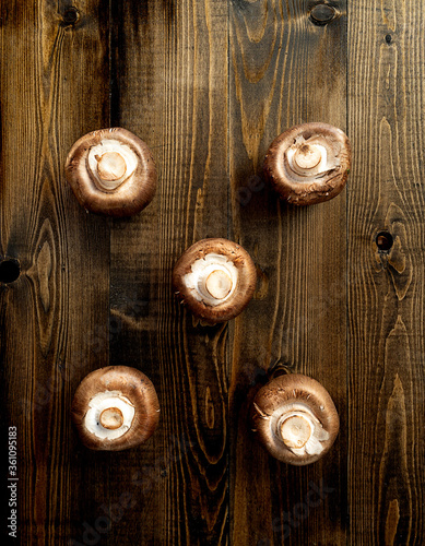 mushrooms on a wooden table