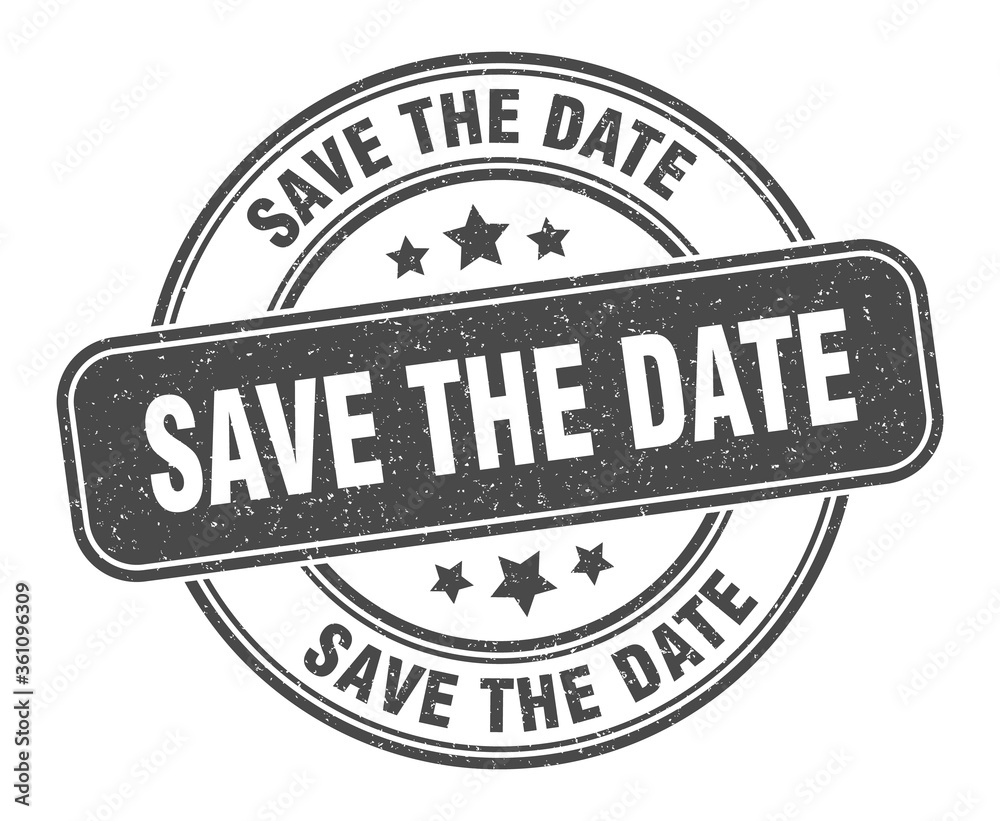 save the date stamp. save the date label. round grunge sign