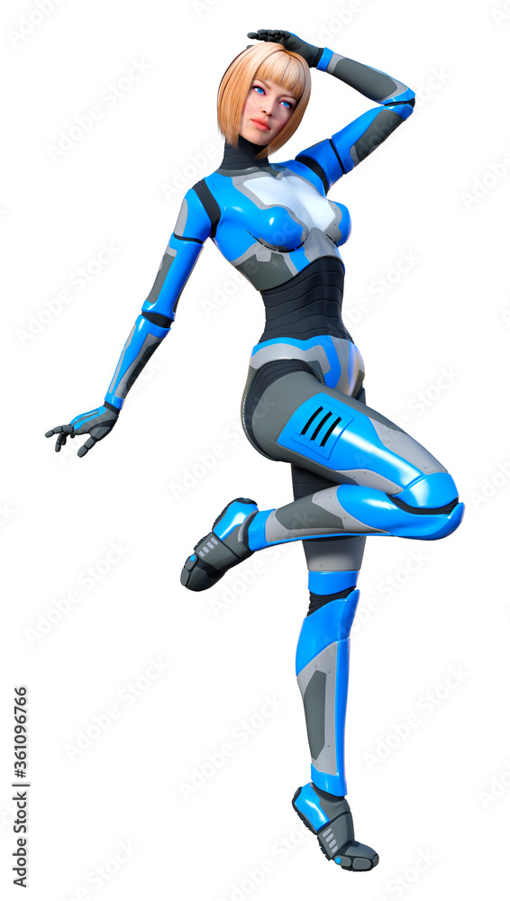 3D Rendering Female Robot on White 3D Rendering Female Robot on White