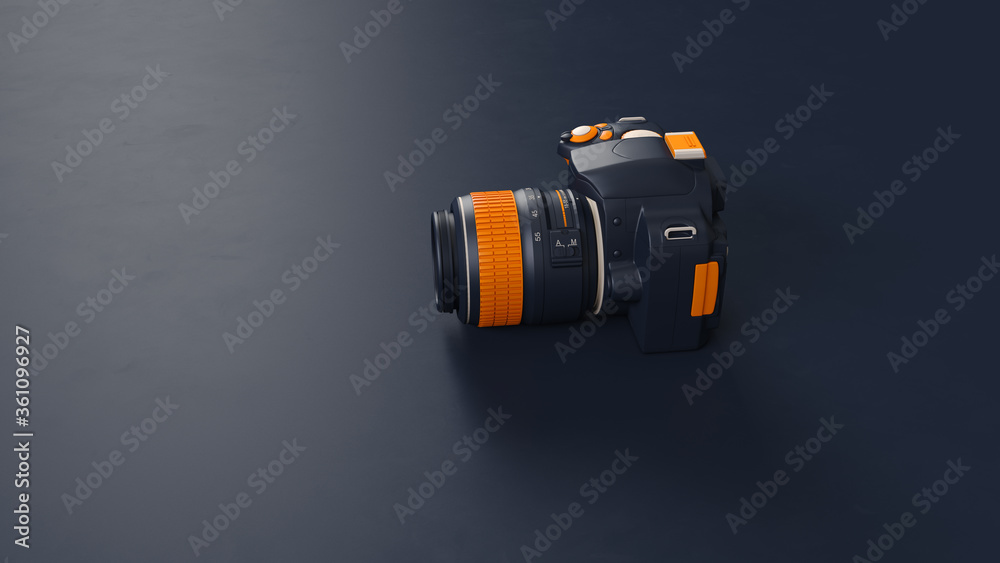 Blue Orange White Digital DLSR Camera 3d illustration 3d render	
