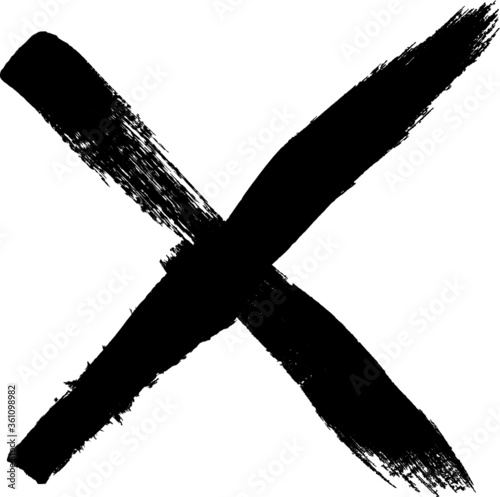X Marks .Two Crossed Vector Brush Strokes. Rejected sign in grunge style.