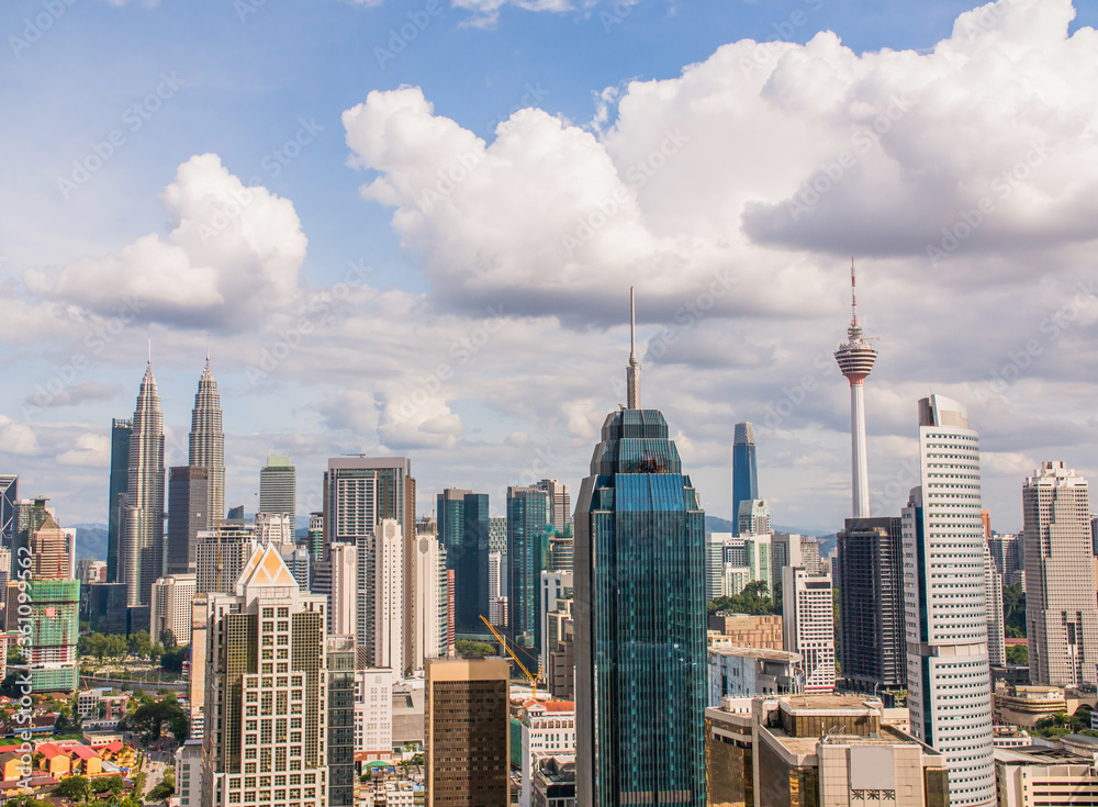 Fototapeta premium Panorama with skyscrapers in the capital of Malaysia, Kuala Lumpur.