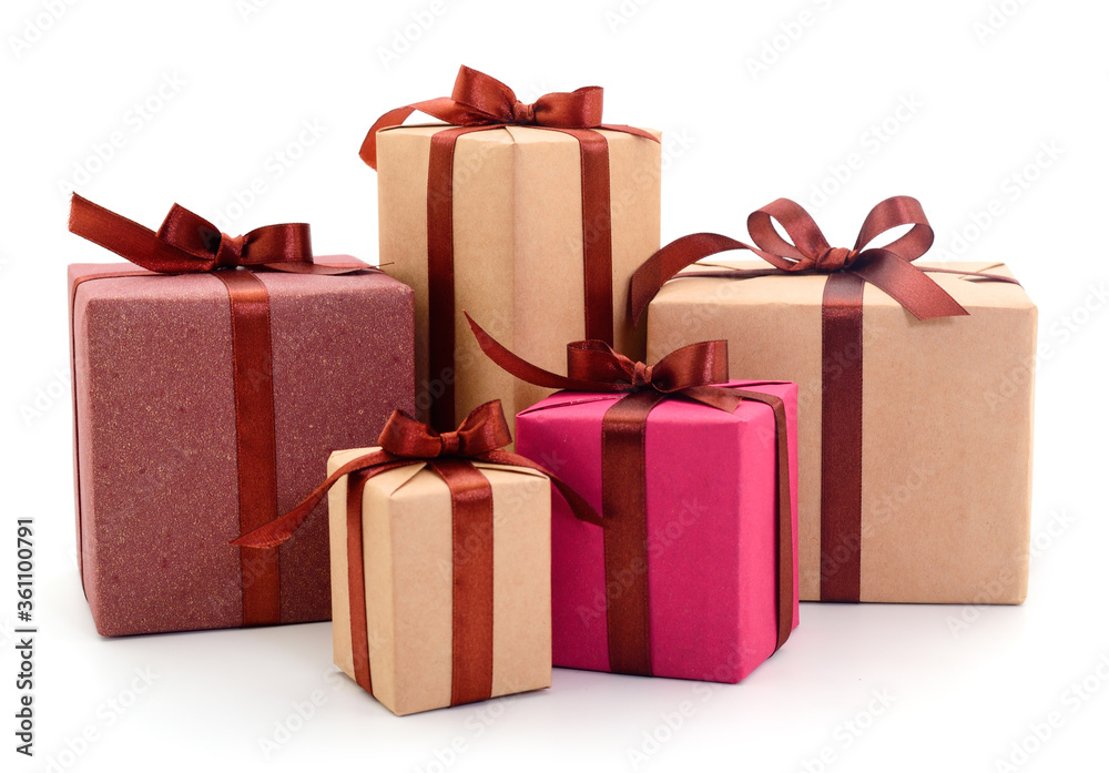 Obraz premium Gift boxes, gifts on a white background isolated.