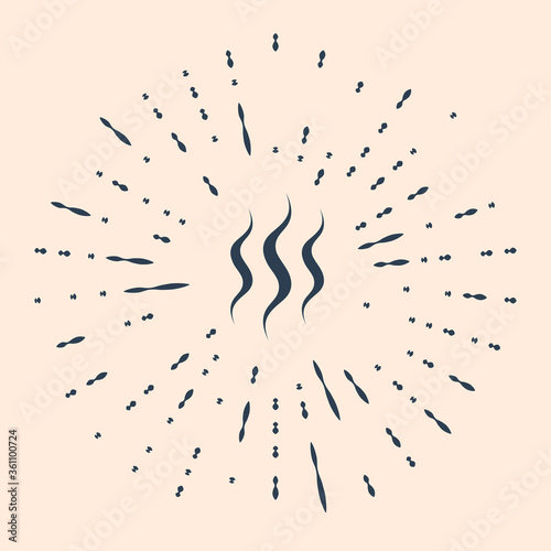 Black Steam icon isolated on beige background. Abstract circle random dots. Vector Illustration.