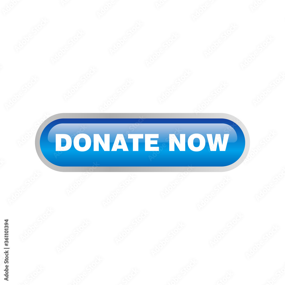 Blue glossy button icon with text donate now illustration template vector Blue glossy button icon with text donate now illustration template vector
