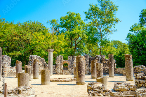 Ancient Roman city ruins in town of Butrint, Albania
