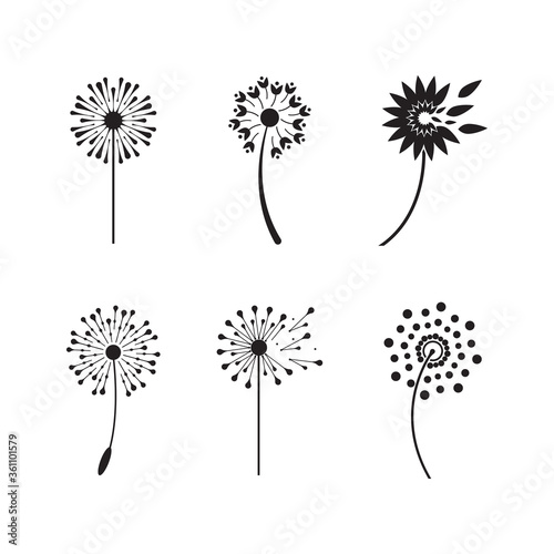 Set of Dandelion vector icon design
