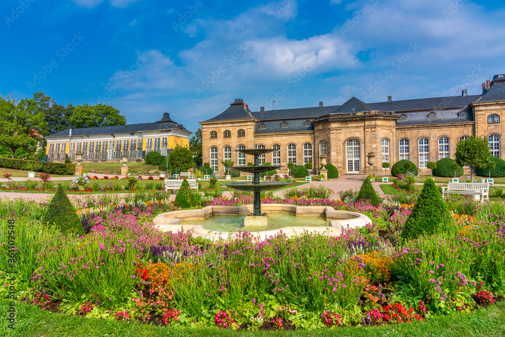 Die Orangerie in der Residenzstadt Gotha ist als Park Teil der Bundesgartenschau (BUGA) 2021 in Thüringen, Deutschland