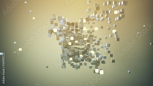 Fototapeta Naklejka Na Ścianę i Meble -  Chaotic bundle of cubes 3D rendering