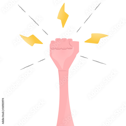 hand with fist raised up cartoon vector,