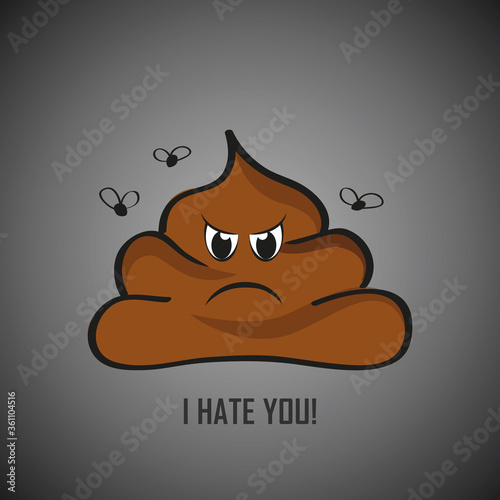 angry poop with face hate you cartoon vector illustration EPS10