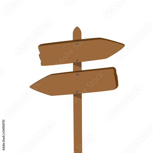 blank wooden sing arrow isolated on white vector illustration EPS10
