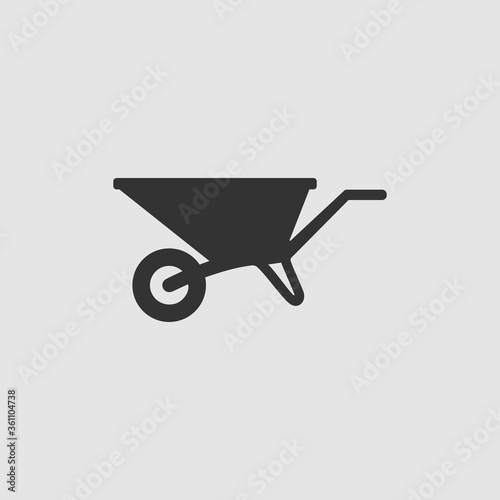 Fényképezés Wheelbarrow cart icon flat