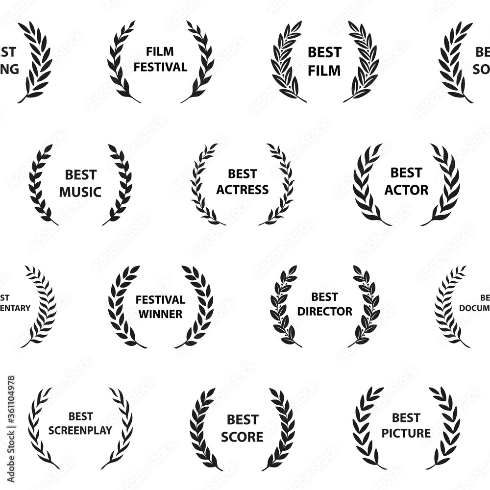 Black and white film award wreaths. Seamless pattern. Vector illustration. Black and white film award wreaths. Seamless pattern. Vector illustration.