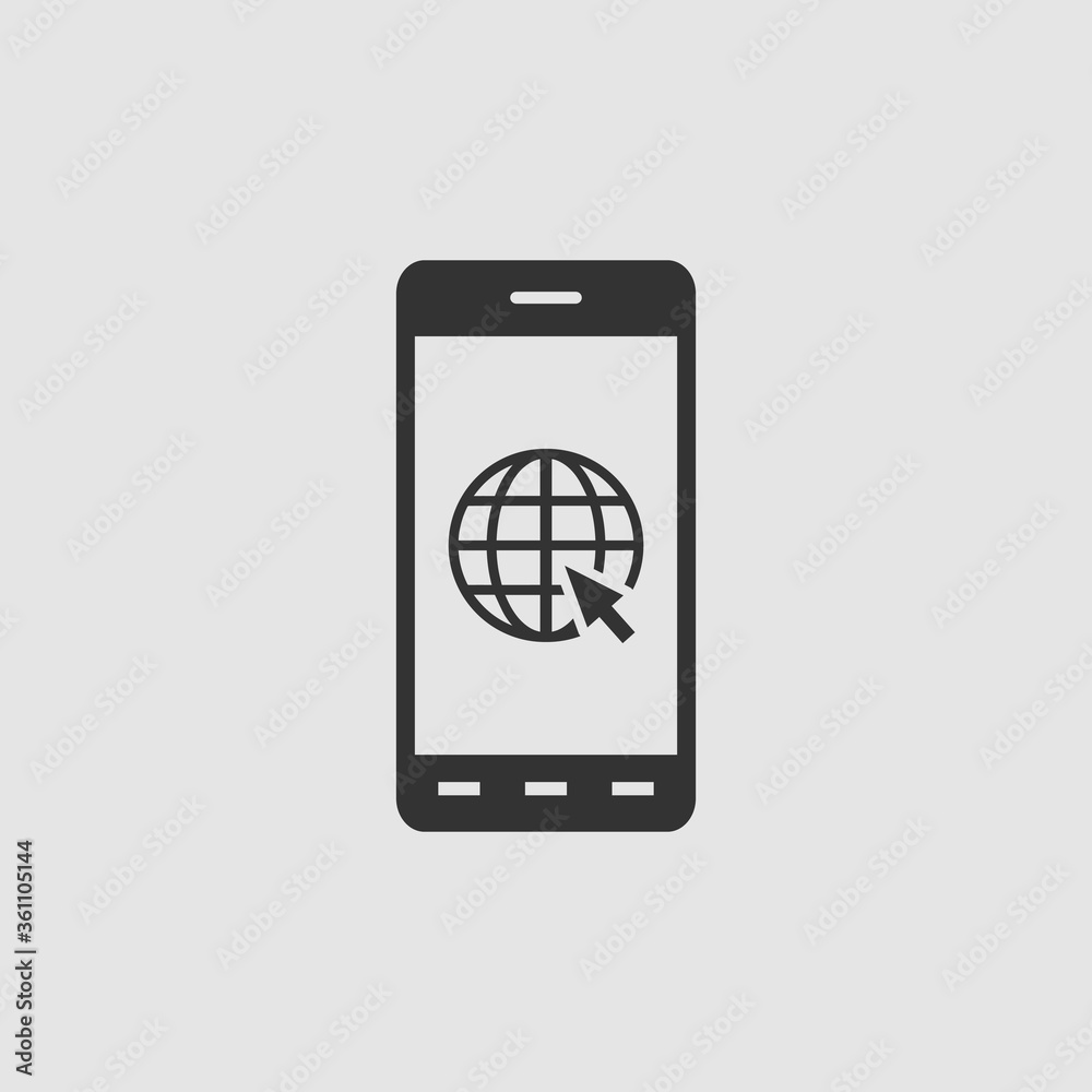 Earth on smartphone screen icon flat Earth on smartphone screen icon flat