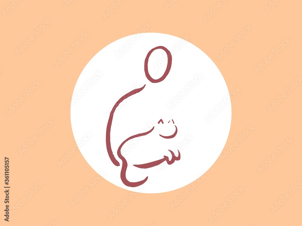 Animal therapy concept. A cat that heals humans. Your pet. Can be used for logo or icon. Hand drawn lines, vector.