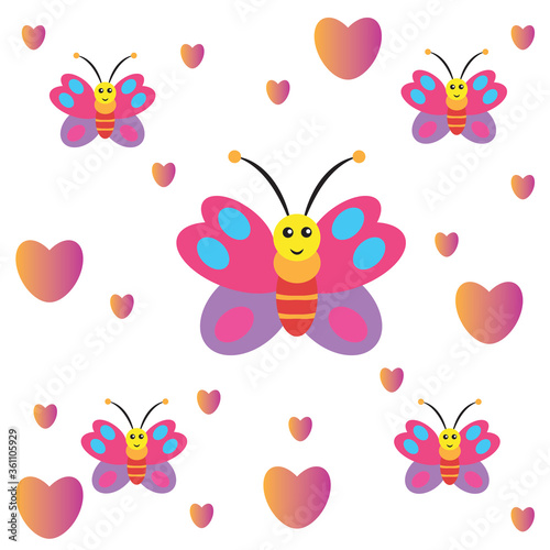 childish patterns with cute butterflies, for fabrics, wrappers, tectil. vector design © rokhmatulloh