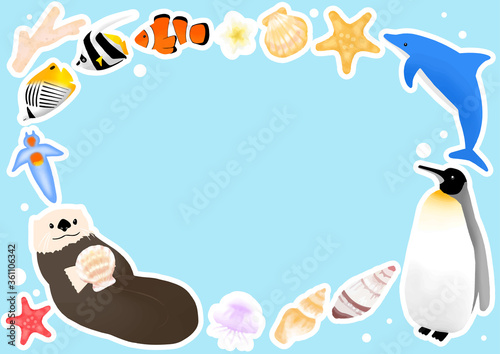 夏　魚　海の生物　イラストセット