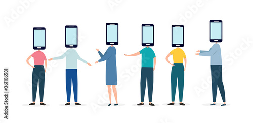 Group of people have phones instead of their head