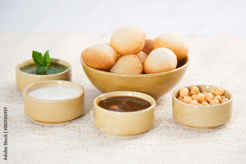 Pani Puri or Golgappe or Panipuri, Indian Chaat Pani Puri or Golgappe or Panipuri, Indian Chaat