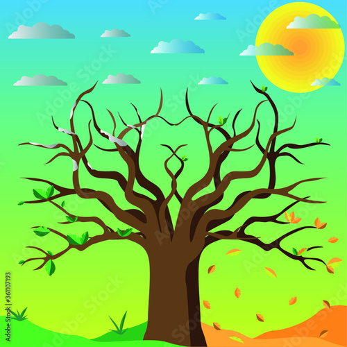 Four seasons tree stock vector illustration