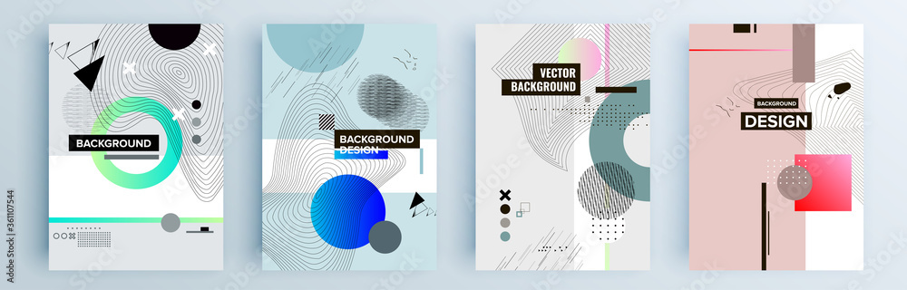 Modern abstract covers set, minimal covers design. Colorful geometric background, vector illustration. - obrazy, fototapety, plakaty 