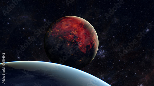 Fototapeta Naklejka Na Ścianę i Meble -  Exoplanet in space. Elements of this image furnished by NASA