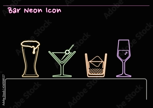 Bar neon icon Alcohol