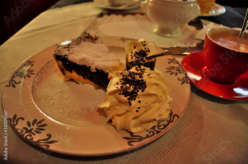 chocolate cake and coffee