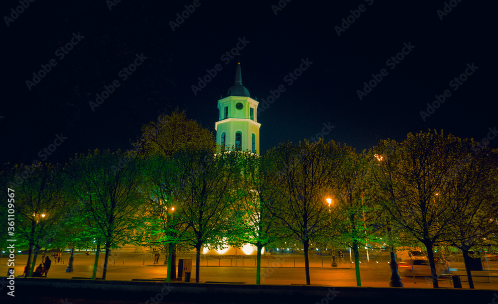 vilnius bell tower at night